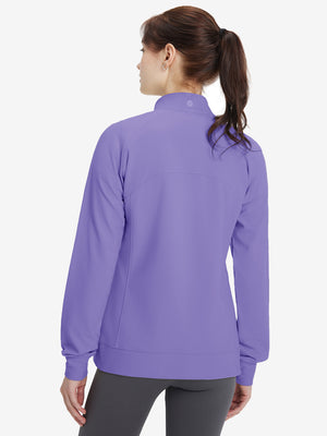 Women's Water-Resistant Stretch Fleece Lined Jacket in lavender, back upper body view