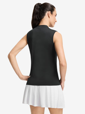 Tops de golf sin mangas con cuello simulado y tecnología de absorción de humedad para mujer
