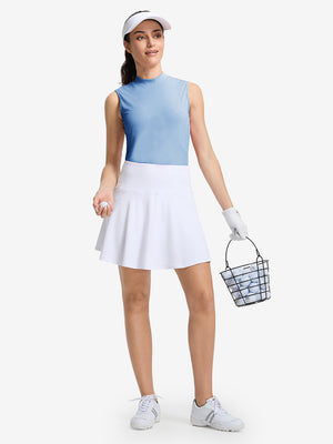 Tops de golf sin mangas con cuello simulado y tecnología de absorción de humedad para mujer