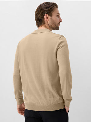 Long Sleeve Pure Merino Wool Knit Soft Polo Shirts