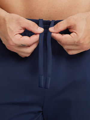 Front waistband detail of Water Resistant Comfy Fleece Golf Joggers in navy