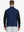 Back half-body view of model in NAVY Stretch Solid Fleece Quarter-Zip Vest.								
