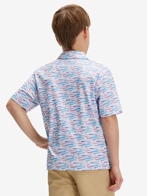 Youth Print Stretch Lightweight Polo Shirts