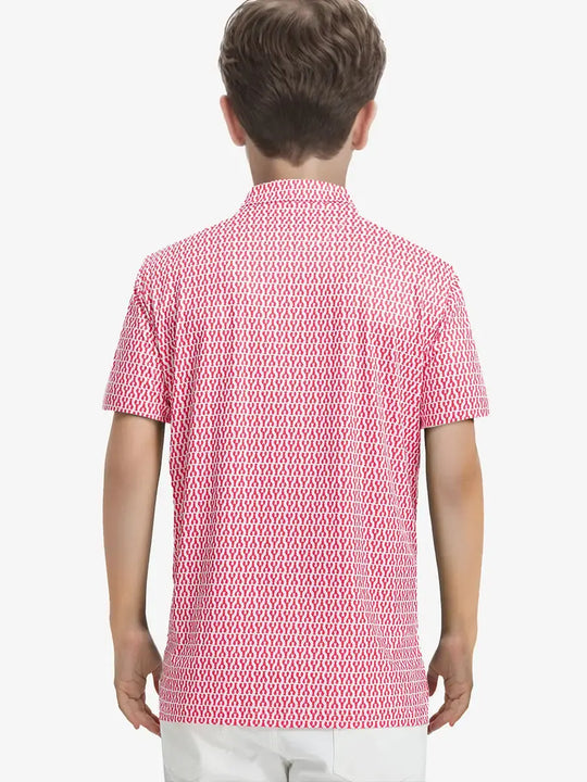 Back half-body view of RED LOBSTER Boys Golf Polo highlighting clean fit and design