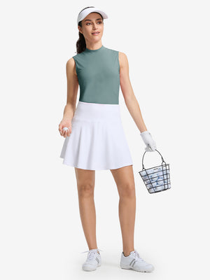 Tops de golf sin mangas con cuello simulado y tecnología de absorción de humedad para mujer