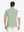 Back half-body view of model in CANARY GREEN Moisture Wicking Color Block Polo Shirt.