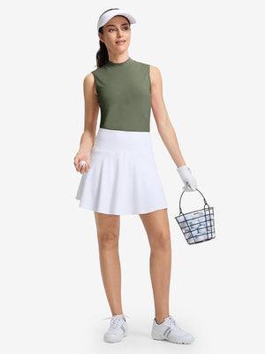 Tops de golf sin mangas con cuello simulado y tecnología de absorción de humedad para mujer