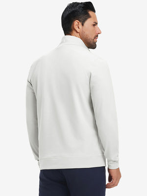 Ultra-Soft Brushed Fleece Lining Quarter Zip Sweatshirt in cream, back upper body view
