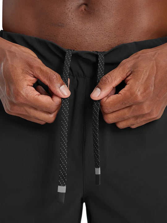 Close-up detail of waistband on BLACK Performance Tapered Sports Joggers