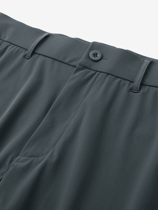 Close-up of front button detail on Quick Dry Casual Shorts in Dark Grey, sturdy and simple.