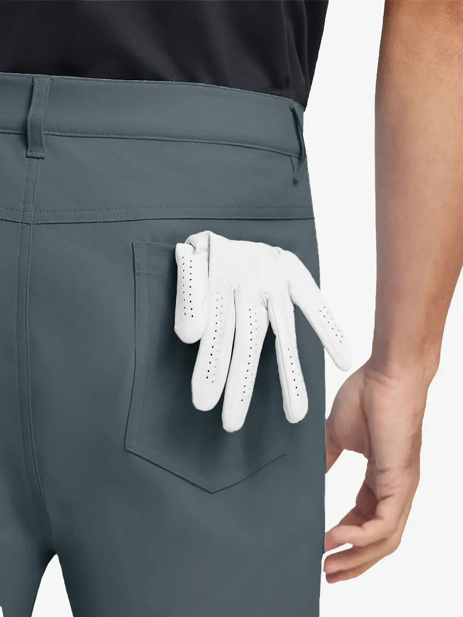 DARK GREY 4-way Stretch Performance Solid Shorts, back pocket holding golf glove, 9 Inch design