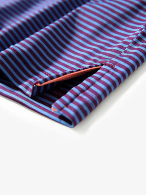 Hem slit detail – Plum Blue Stripe Performance Cooling Polo for youth