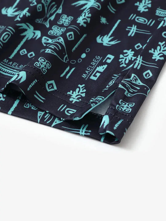 Close-up of vented hem on NAVY OCEAN BEACH polo—crafted for mobility and comfort