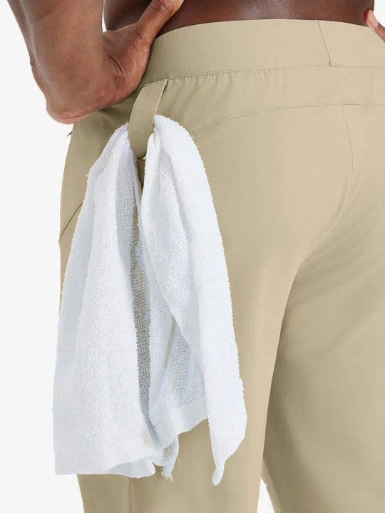 Side detail showing towel loop on KHAKI Performance Tapered Sports Joggers