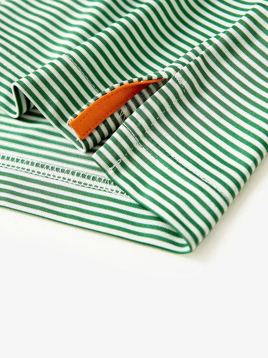 Hem slit detail – Emerald Stripe Performance Cooling Polo for youth