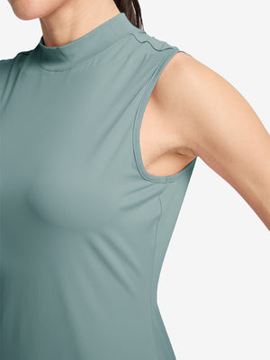 Tops de golf sin mangas con cuello simulado y tecnología de absorción de humedad para mujer