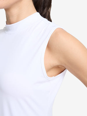 Tops de golf sin mangas con cuello simulado y tecnología de absorción de humedad para mujer