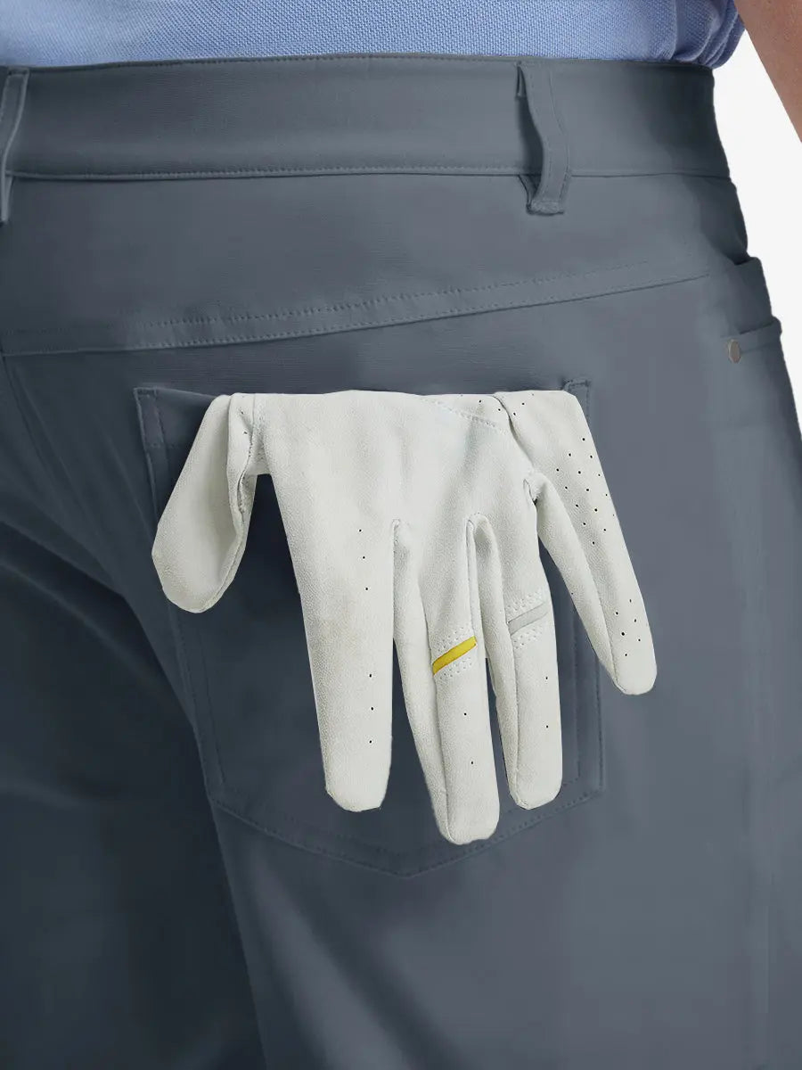 Back pocket with glove in Stretch Plain Everyday Pants, functional and relaxed – DARK GREY