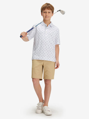 Youth Print Stretch Lightweight Polo Shirts