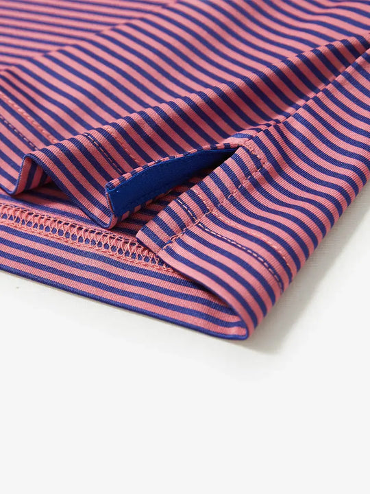 Hem slit detail – Pink Blue Stripe Performance Cooling Polo for youth