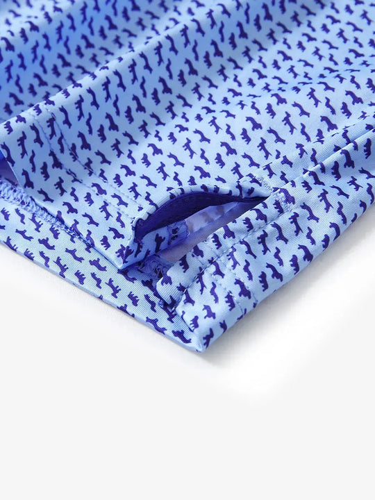 Detailed close-up of vented side hem on BLUEJAY NAVY DOGS polo for added mobility