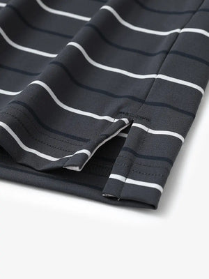Side slit hem detail on DARK GREY STRIPE Stylish Performance Golf Polo — clean and functional finish