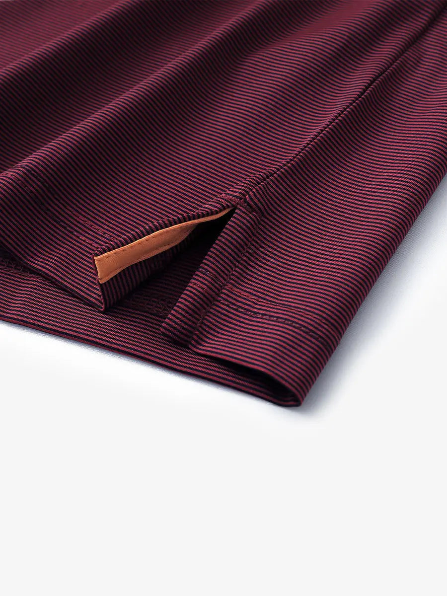 Hem slit detail of RED STRIPE Pinstripe Jersey Performance Polo								
