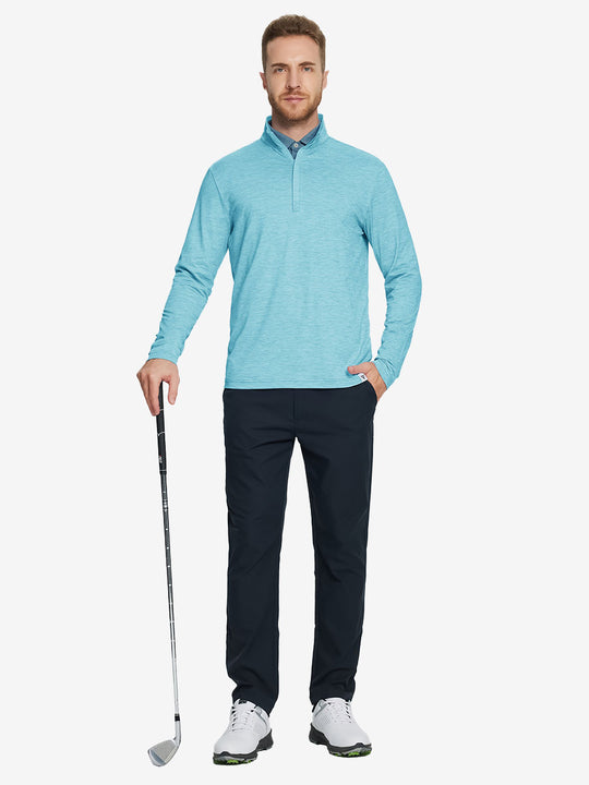 Heather Pinstripe Brushed Dry Fit Quarter Zip Pullover