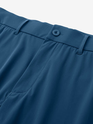 Close-up of front button detail on Quick Dry Casual Shorts in Blue Indigo, sturdy and simple.
