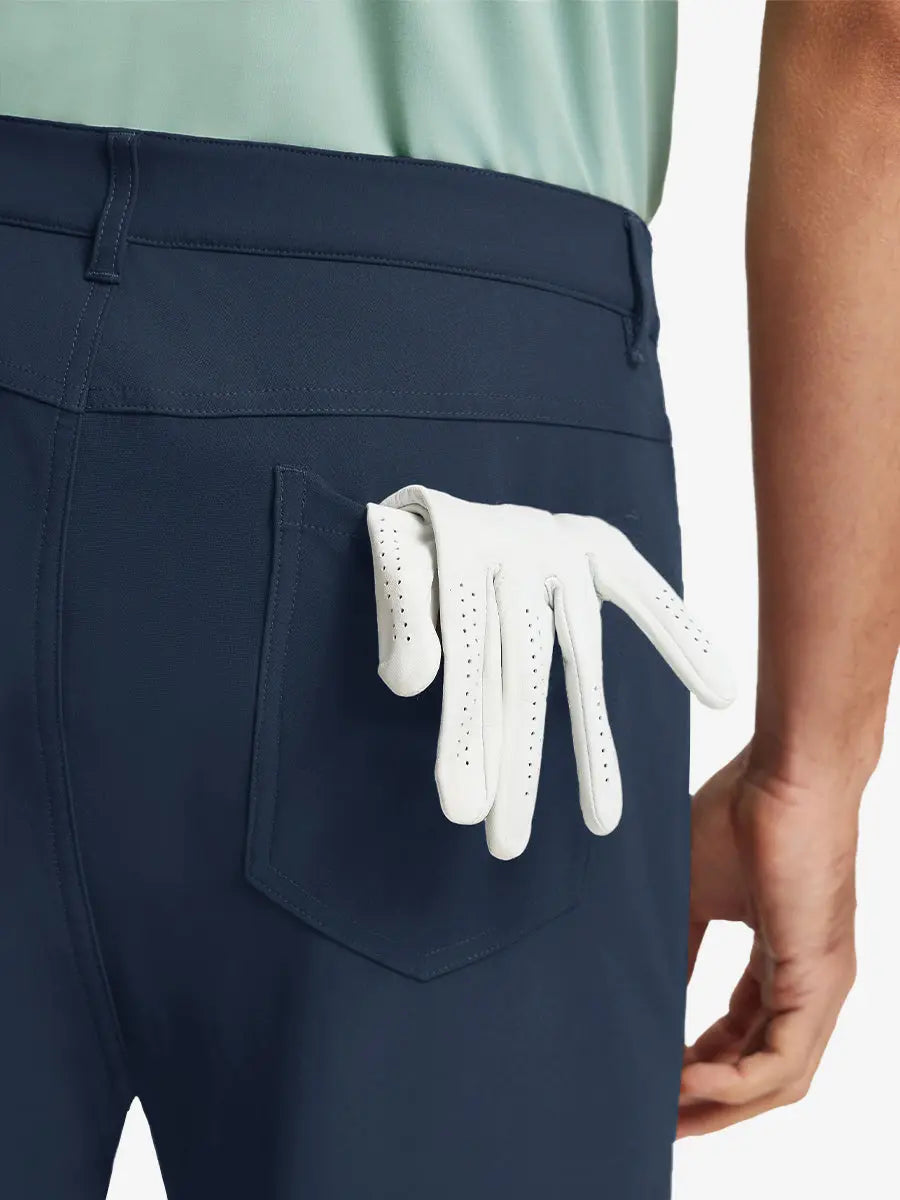 NAVY 4-way Stretch Performance Solid Shorts, back pocket holding golf glove, 7 Inch design