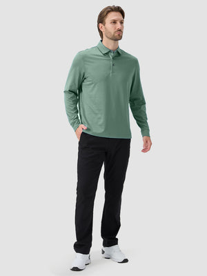 Moisture Wicking Long Sleeve Herringbone Polo Shirts