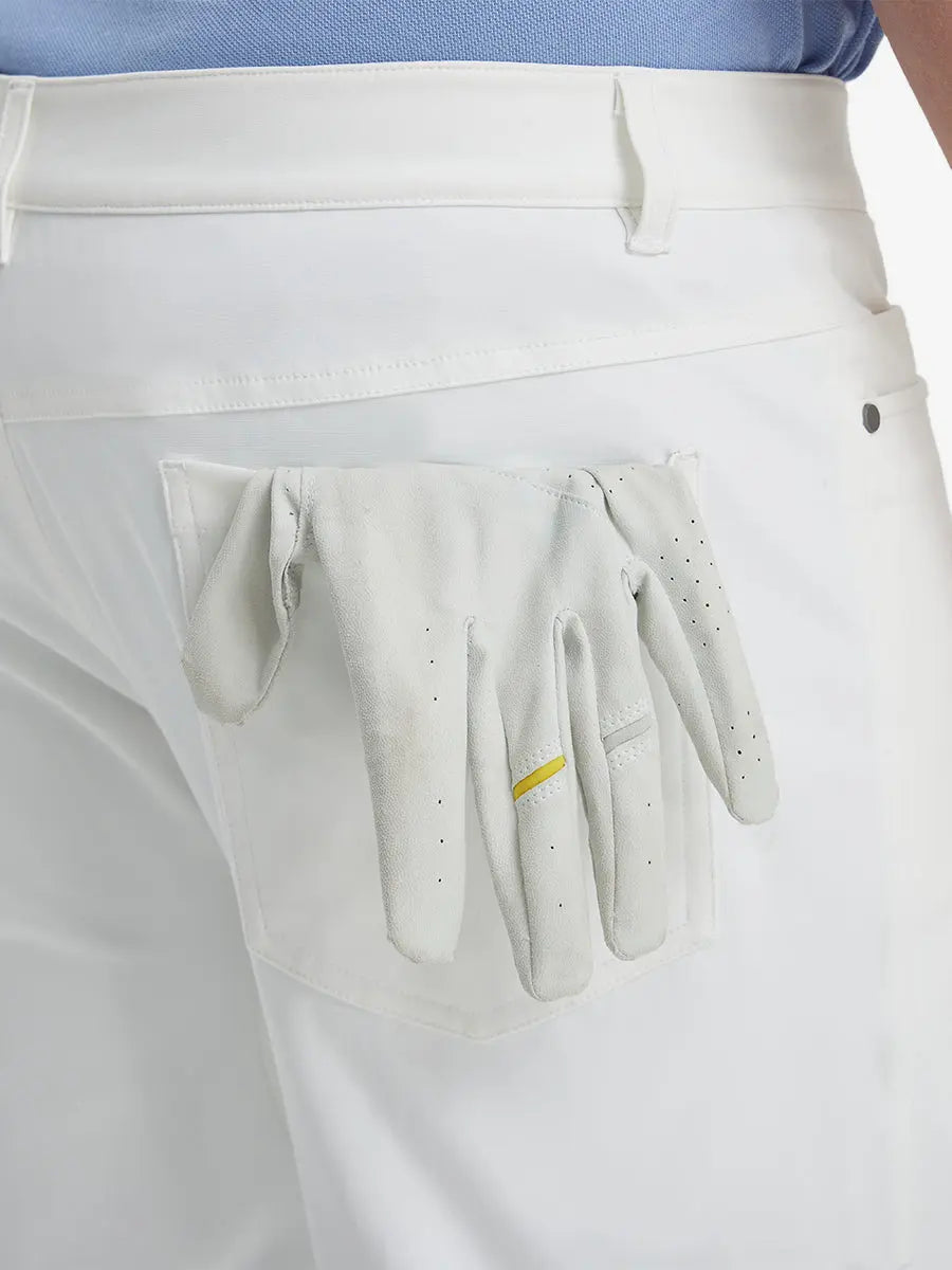 Back pocket with glove in Stretch Plain Everyday Pants, functional and relaxed – WHITE