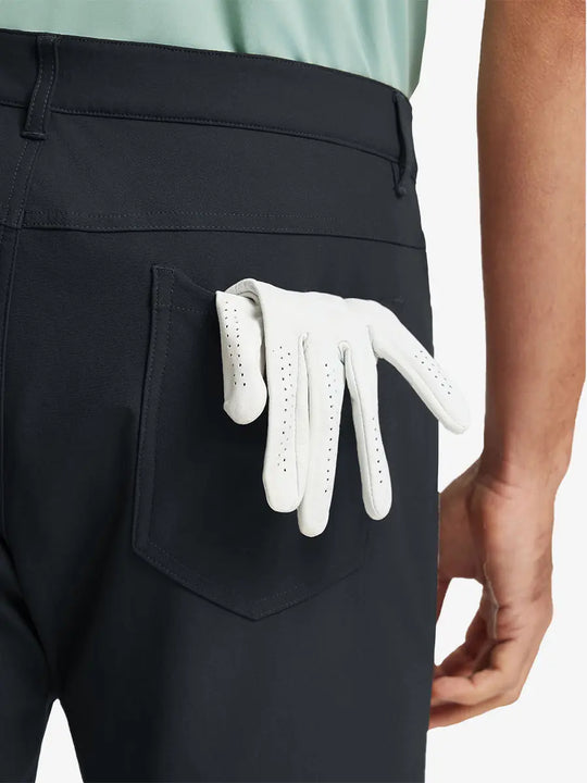 BLACK 4-way Stretch Performance Solid Shorts, back pocket holding golf glove, 7 Inch design