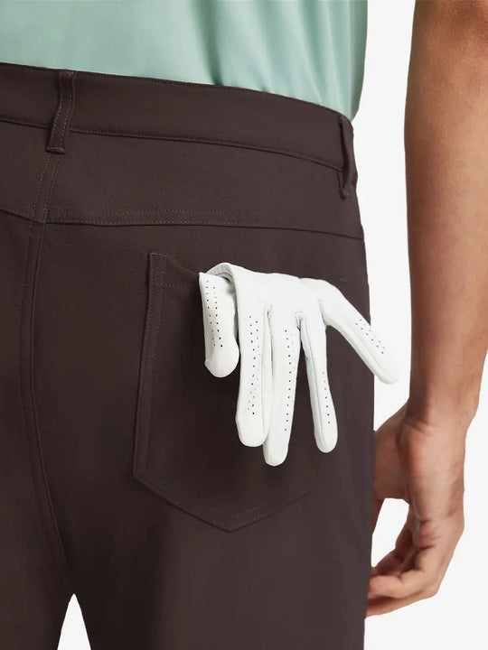 GLACIER GREY 4-way Stretch Performance Solid Shorts, back pocket with hand inserted, 9 Inch detail