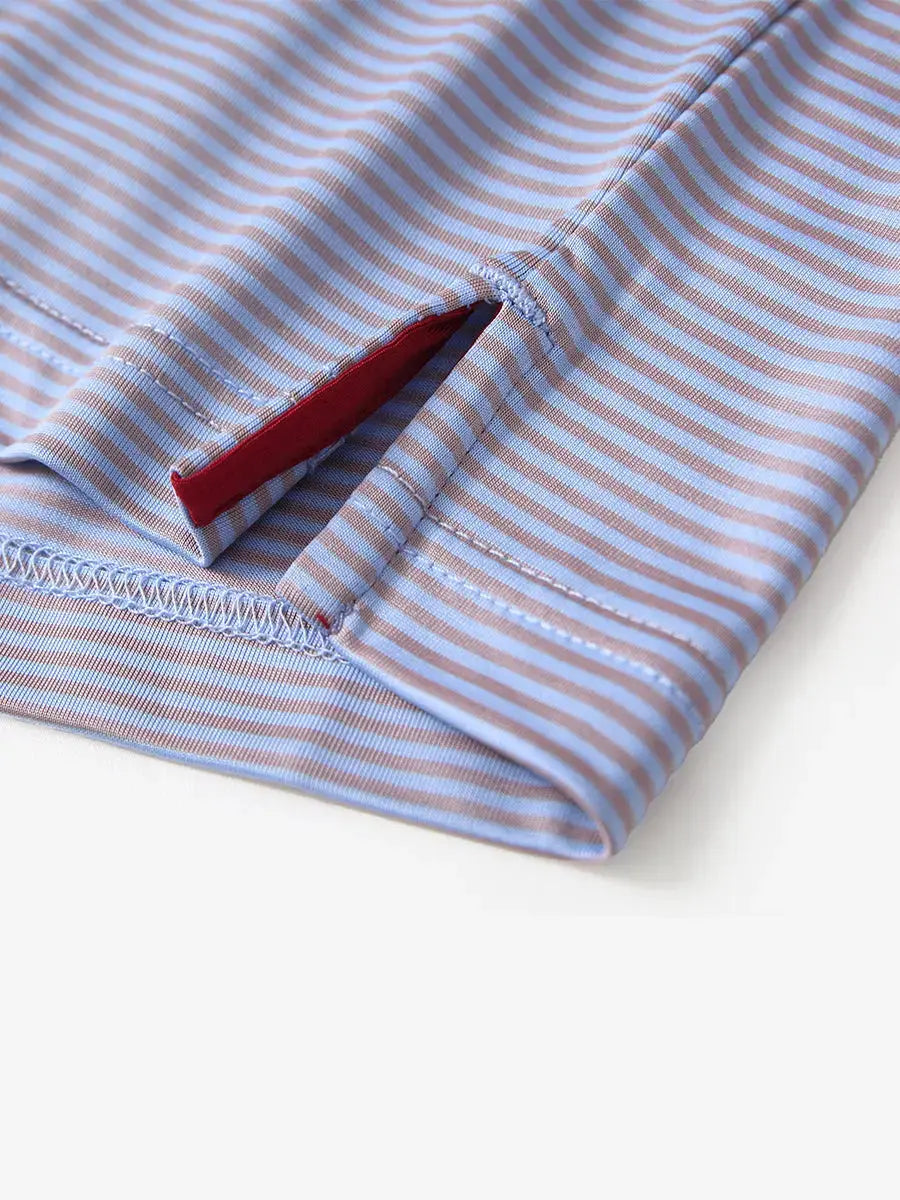 Hem slit detail – BluishYellow Stripe Performance Cooling Polo for youth
