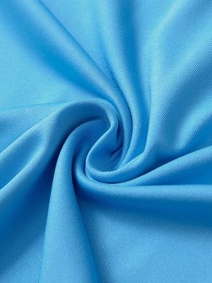 Fabric detail of Everyday classic solid polo with clean finish and soft sky blue feel