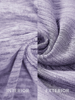 Close-up of lavender heather heather fleece hoodie pullover fabric showing soft, brushed interior and textured surface.