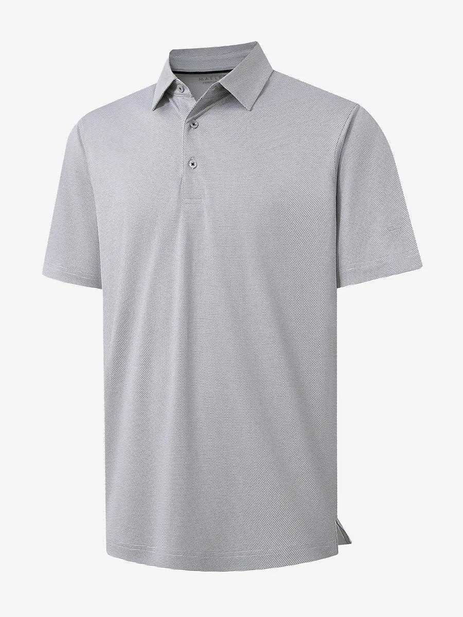 3D render highlighting pineapple jacquard texture in GREY WHITE Performance Ananas Jacquard Polo