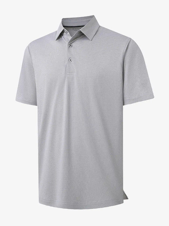 3D render highlighting pineapple jacquard texture in GREY WHITE Performance Ananas Jacquard Polo