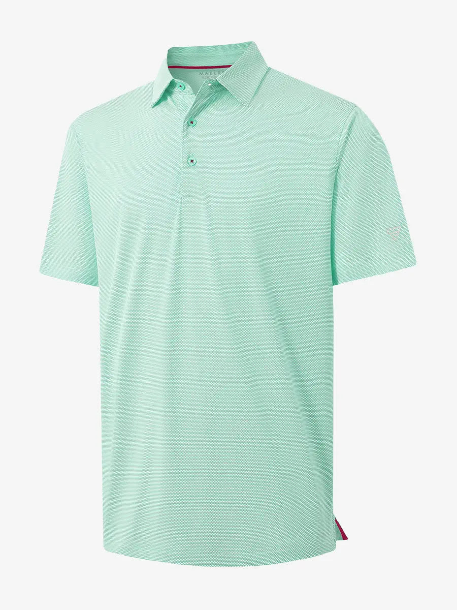 3D render highlighting pineapple jacquard texture in ICE GREEN Performance Ananas Jacquard Polo