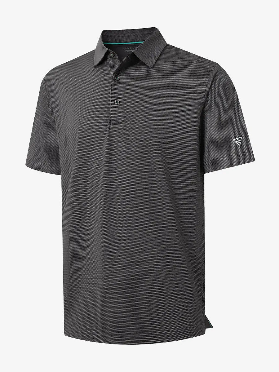 3D render showing pineapple jacquard fabric texture in BLACK Performance Ananas Jacquard Polo