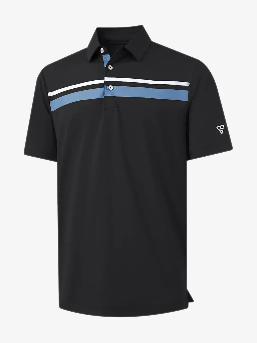3D display of the Chest Print Polo Shirts in Black