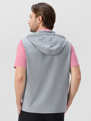 Water Resistant Sleeveless Hooded Jacket With Pockets