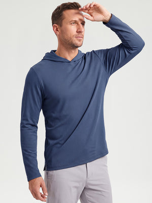 Vertical Stripes Ribbed Knit Hoodies Sweatshirt