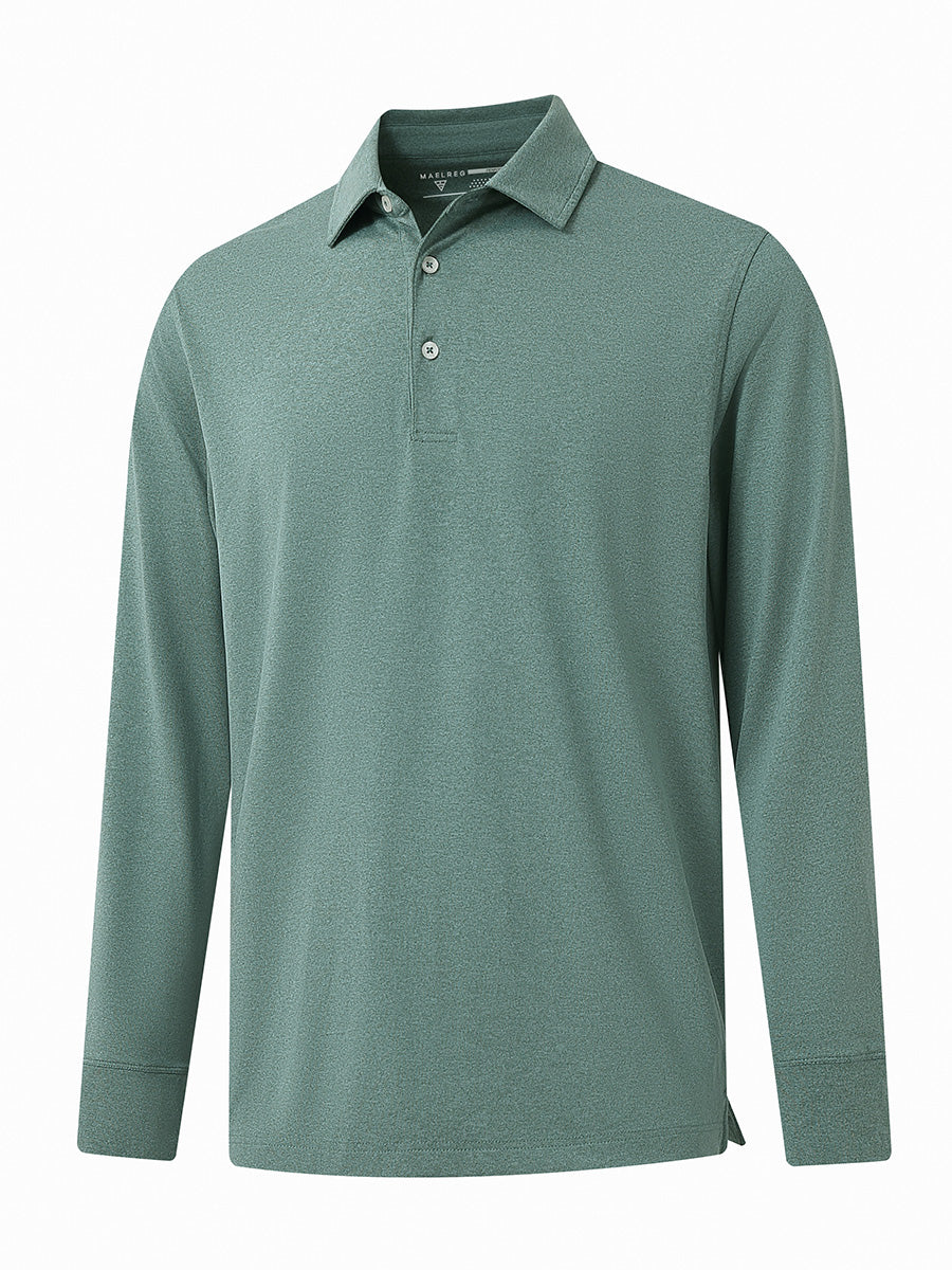 Skin-friendly Long Sleeve Melange Polo