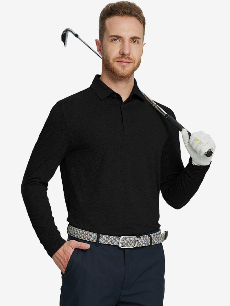 Skin-friendly Long Sleeve Melange Polo