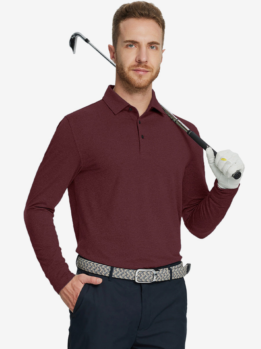 Skin-friendly Long Sleeve Melange Polo