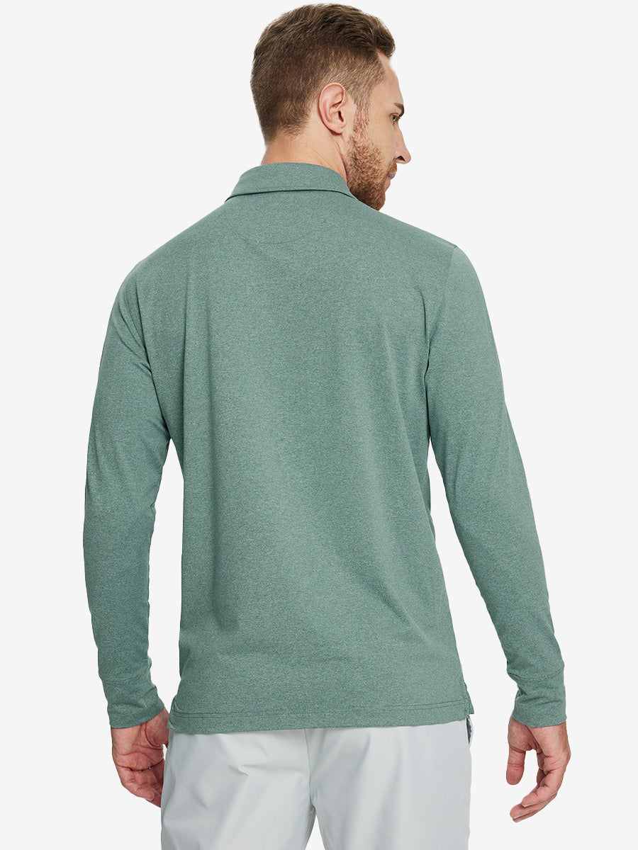 Skin-friendly Long Sleeve Melange Polo