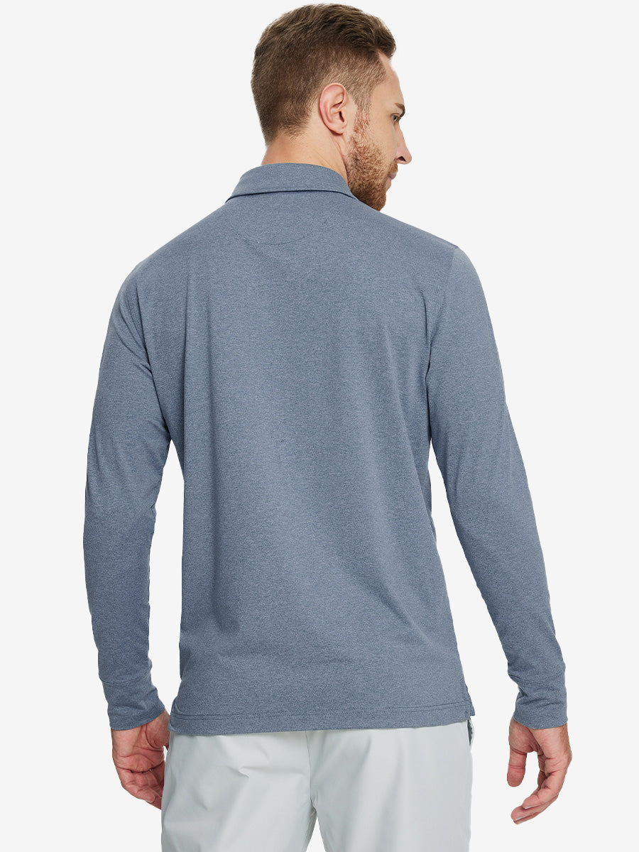 Skin-friendly Long Sleeve Melange Polo