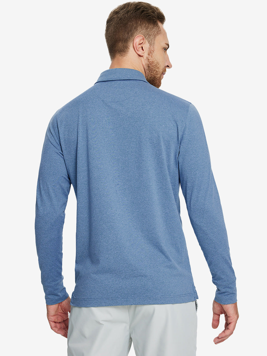 Skin-friendly Long Sleeve Melange Polo
